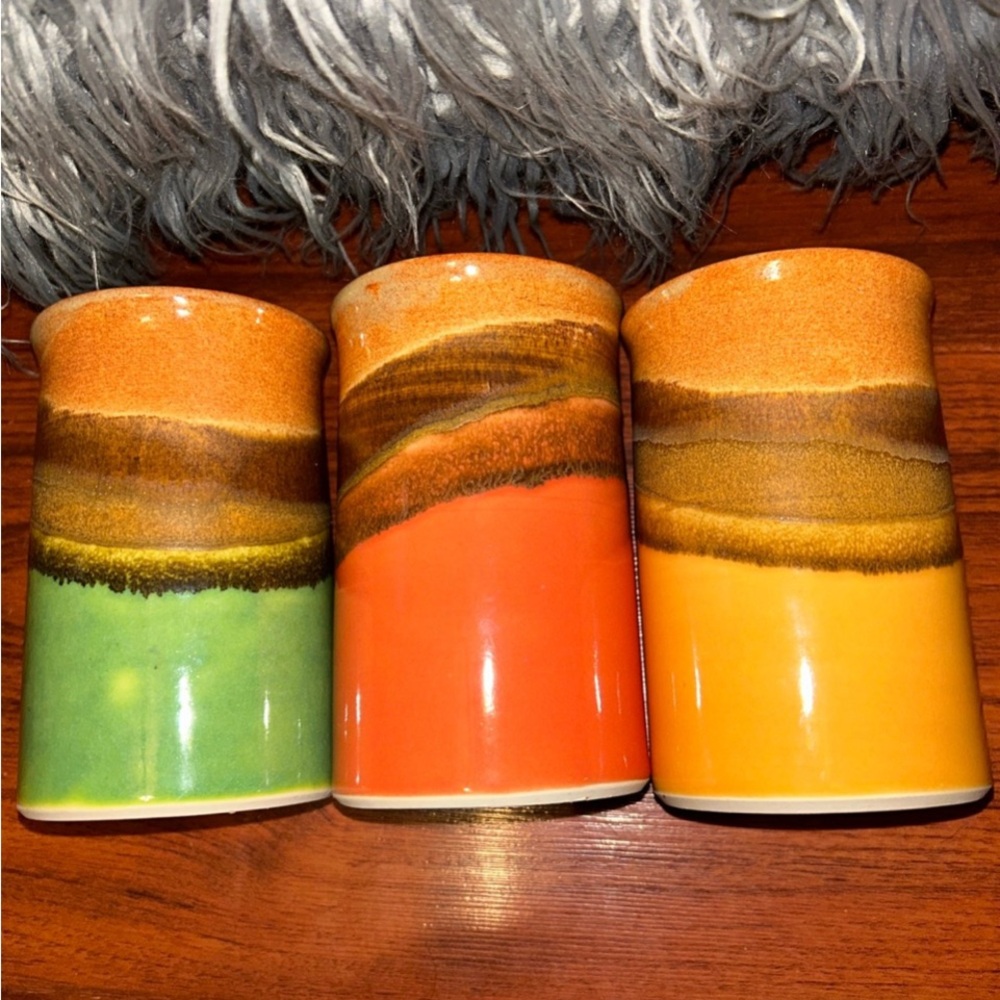 VTG ZYRA Zyraware Zyra Clay Studio Art Ceramic Pottery Tumblers Bundle Of 3 - Picture 2 of 15